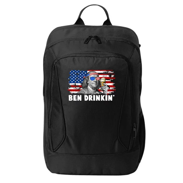 Funny Ben Drinkin USA American Flag City Backpack