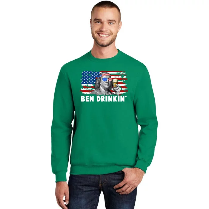 Funny Ben Drinkin USA American Flag Sweatshirt