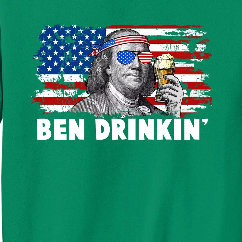 Funny Ben Drinkin USA American Flag Sweatshirt