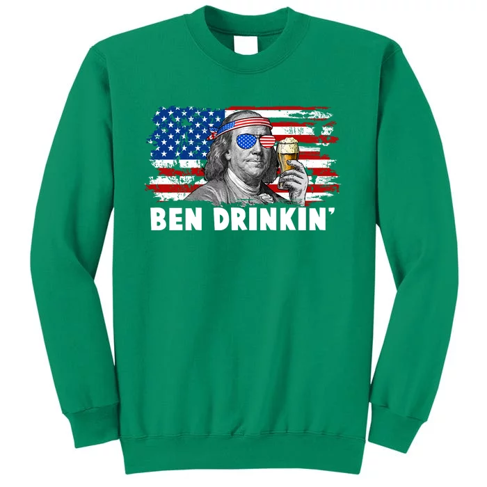 Funny Ben Drinkin USA American Flag Sweatshirt