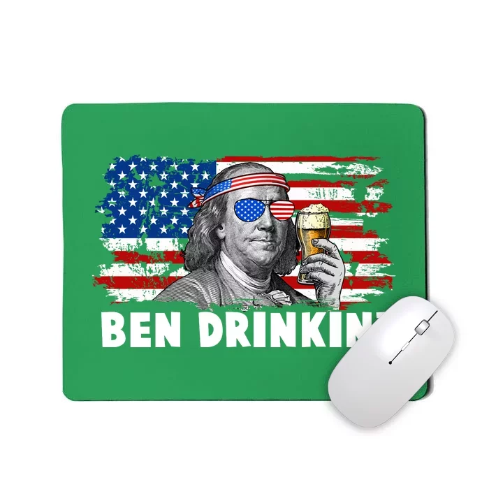 Funny Ben Drinkin USA American Flag Mousepad