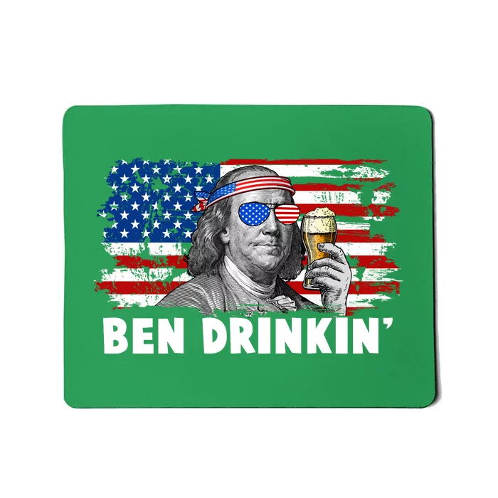 Funny Ben Drinkin USA American Flag Mousepad