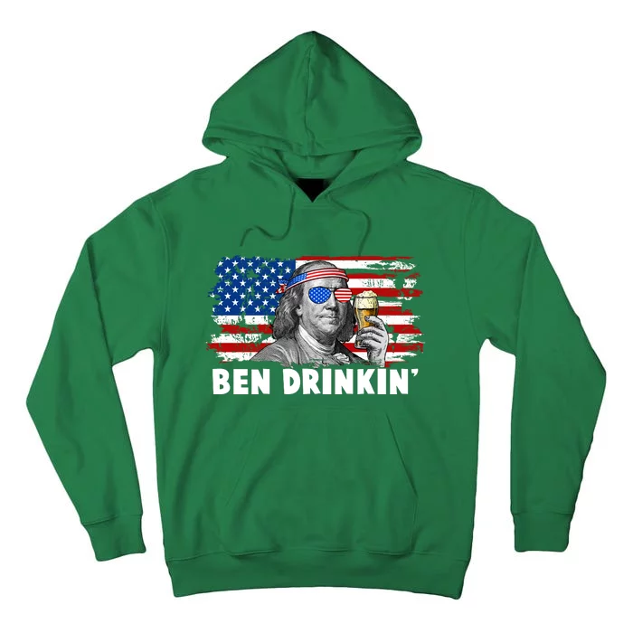 Funny Ben Drinkin USA American Flag Tall Hoodie