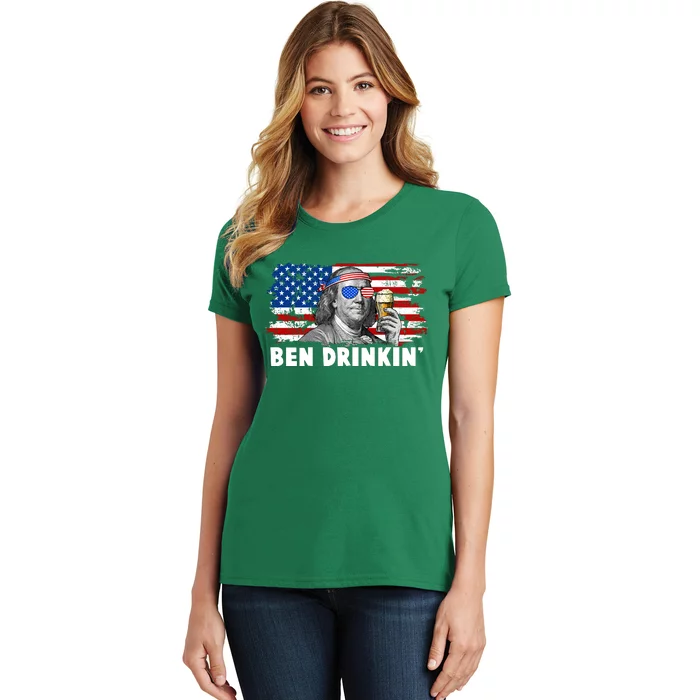 Funny Ben Drinkin USA American Flag Women's T-Shirt