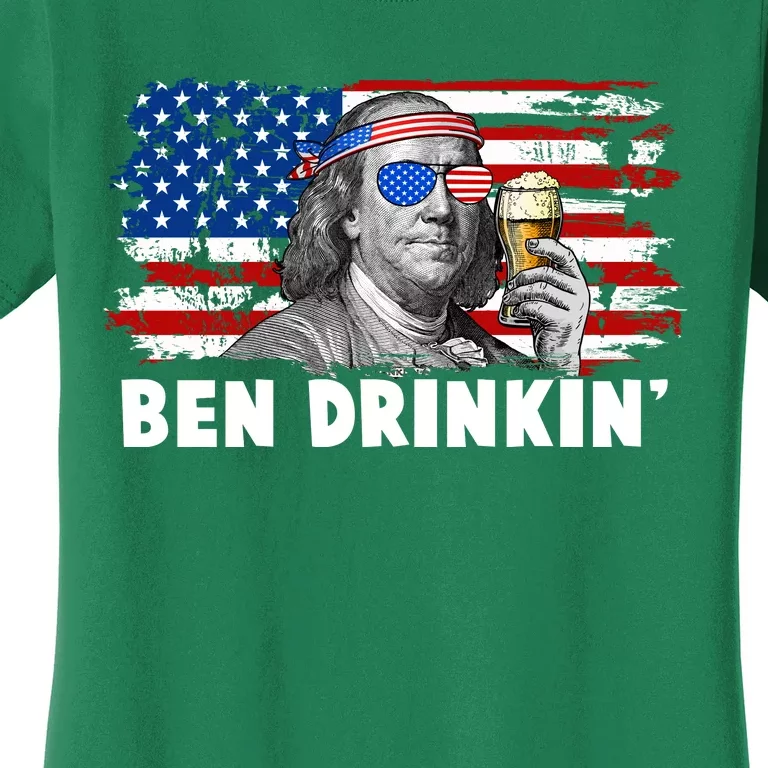 Funny Ben Drinkin USA American Flag Women's T-Shirt