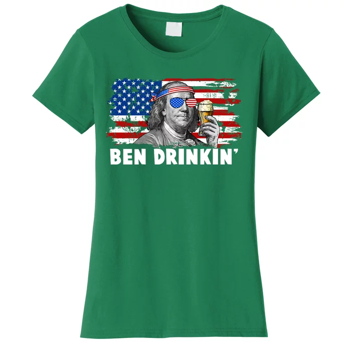 Funny Ben Drinkin USA American Flag Women's T-Shirt