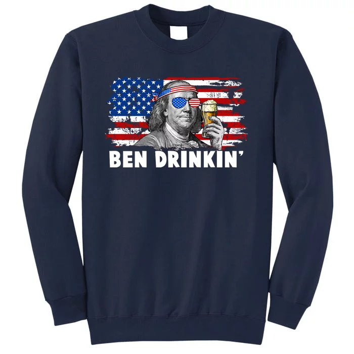 Funny Ben Drinkin USA American Flag Tall Sweatshirt