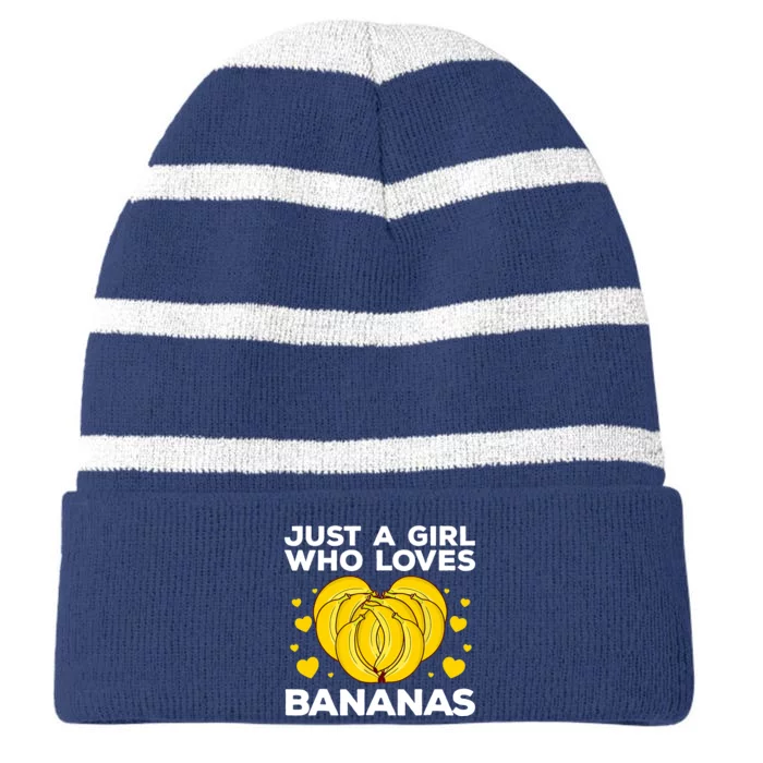 Funny Banana Design Wo Girl Banana Fruit Lovers Striped Beanie with Solid Band