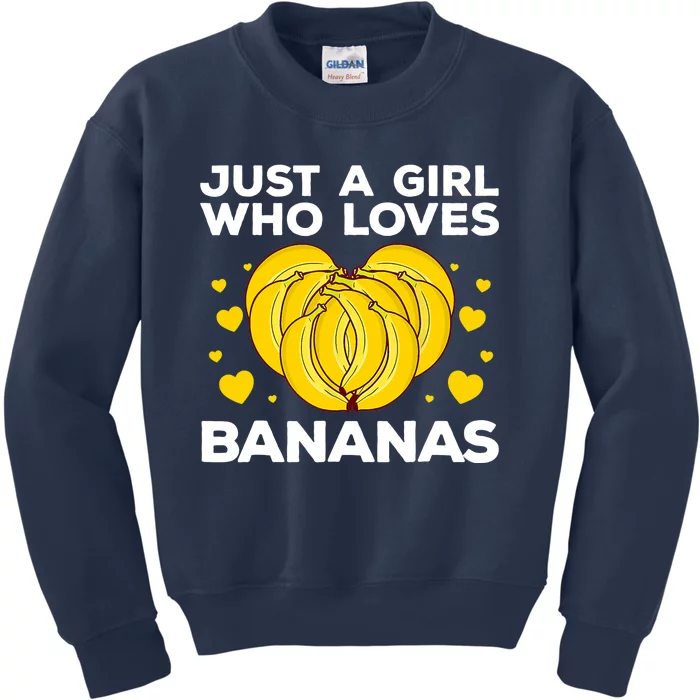 Funny Banana Design Wo Girl Banana Fruit Lovers Kids Sweatshirt