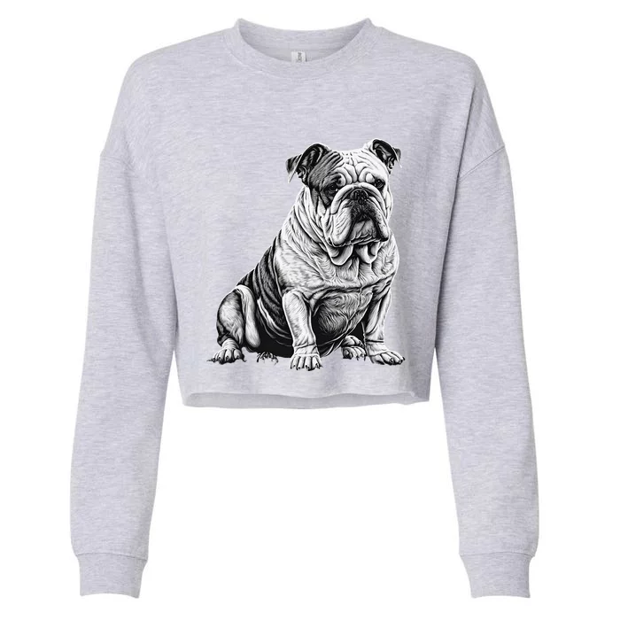 Funny Bulldog Dog Cropped Pullover Crew