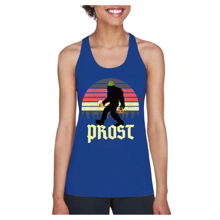 Funny Bigfoot Drinking Beer German Oktoberfest Prost Women's Racerback Tank