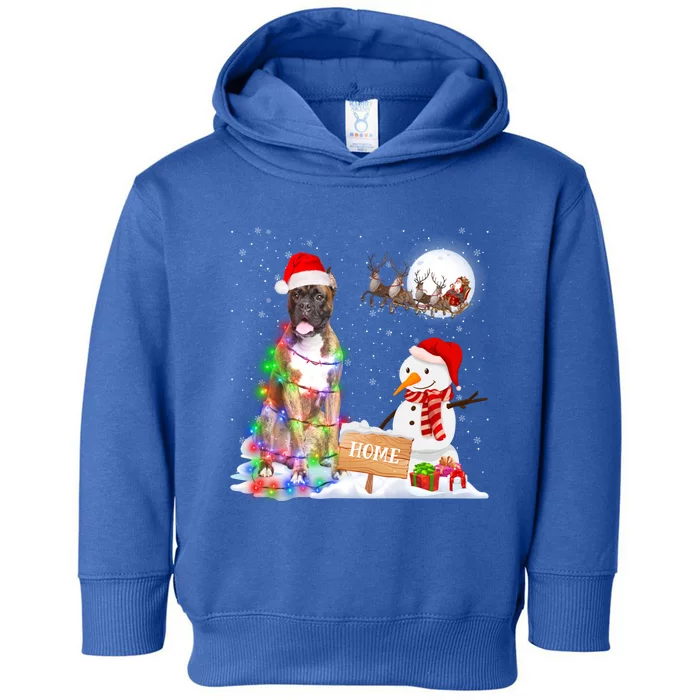 Funny Boxer Dog Christmas Snow Xmas Lights Pajama Gift Toddler Hoodie