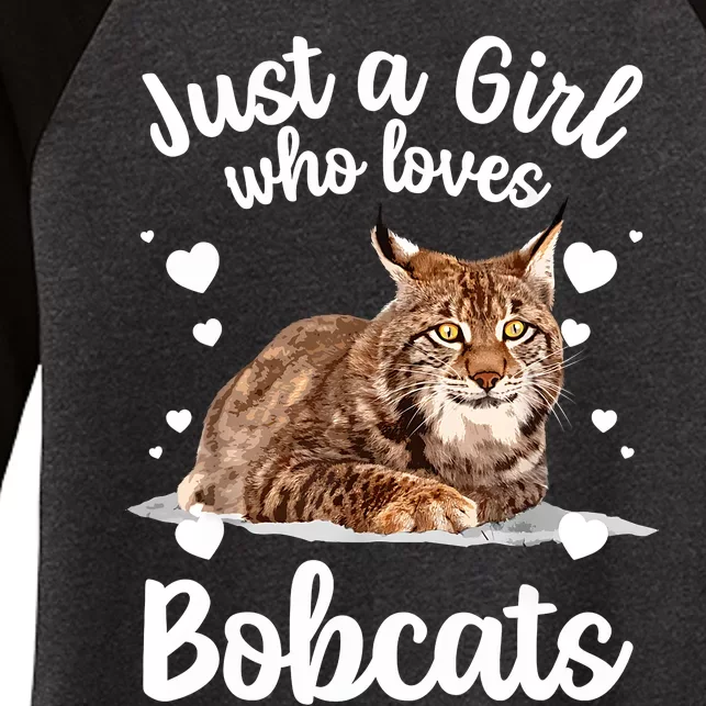 Funny Bobcat Design For Women Girls Pet Cat Bobcat Animal Women's Tri-Blend 3/4-Sleeve Raglan Shirt