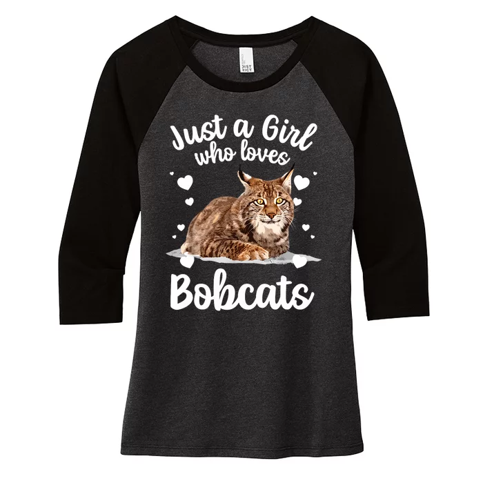 Funny Bobcat Design For Women Girls Pet Cat Bobcat Animal Women's Tri-Blend 3/4-Sleeve Raglan Shirt