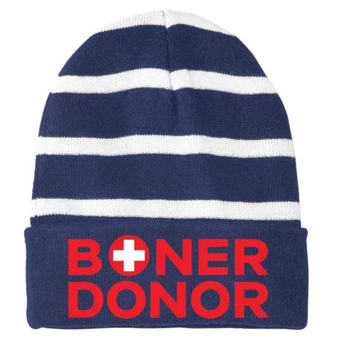 Funny Boner Donor Outfit Striped Beanie with Solid Band