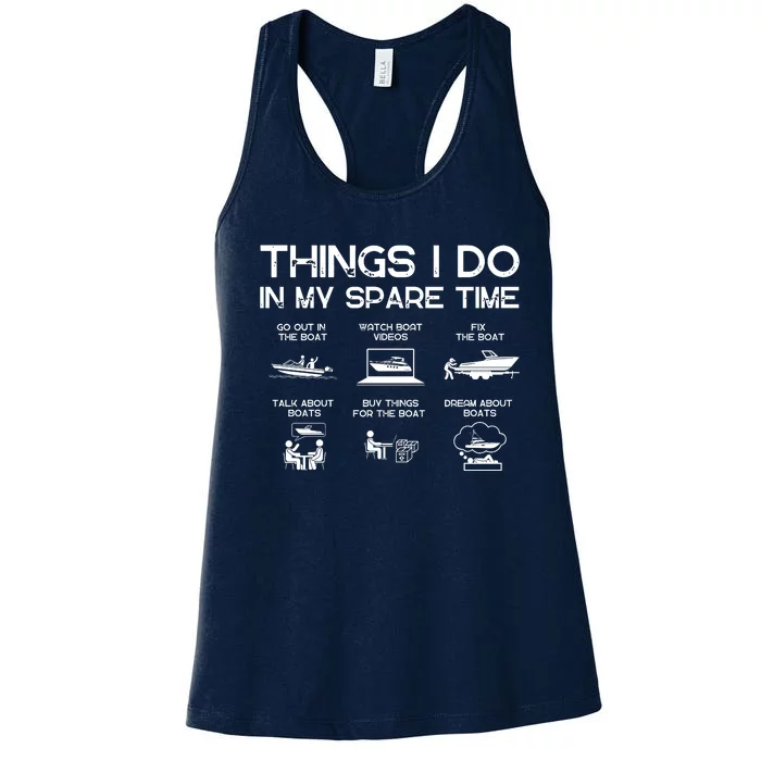 Funny Boat Dad In My Spare Time Boating Women's Racerback Tank