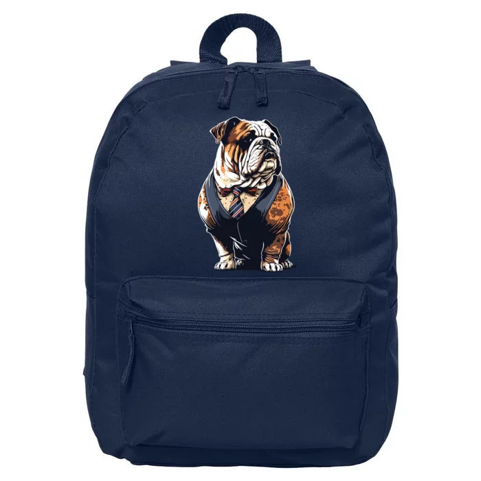 Funny Bulldog Dog 16 in Basic Backpack