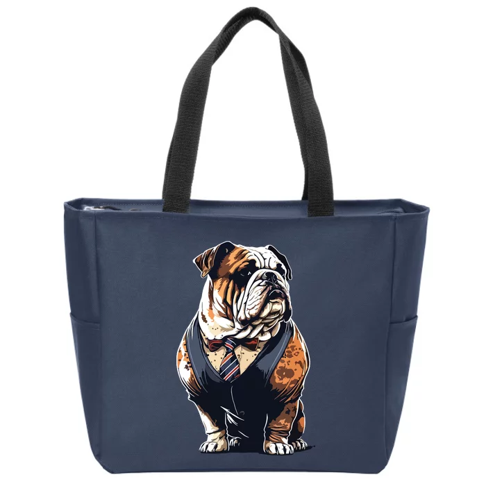 Funny Bulldog Dog Zip Tote Bag