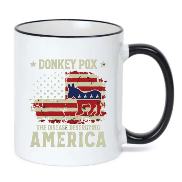 Funny Biden Donkey Pox The Disease Destroying America Back Black Color Changing Mug