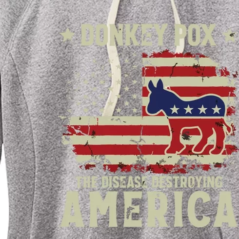 Funny Biden Donkey Pox The Disease Destroying America Back Women's Fleece Hoodie