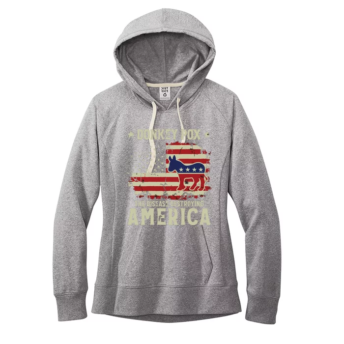 Funny Biden Donkey Pox The Disease Destroying America Back Women's Fleece Hoodie