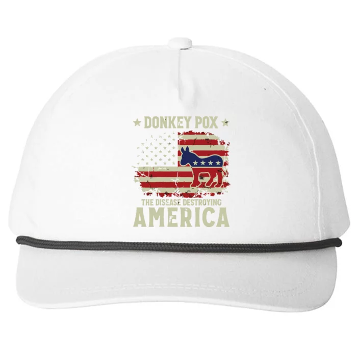 Funny Biden Donkey Pox The Disease Destroying America Back Snapback Five-Panel Rope Hat