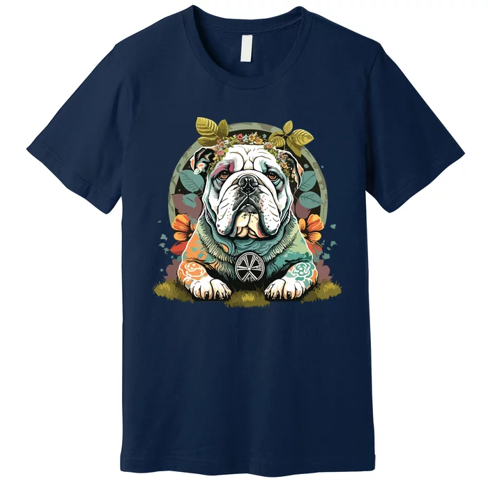 Funny Bulldog Dog Hippie Premium T-Shirt