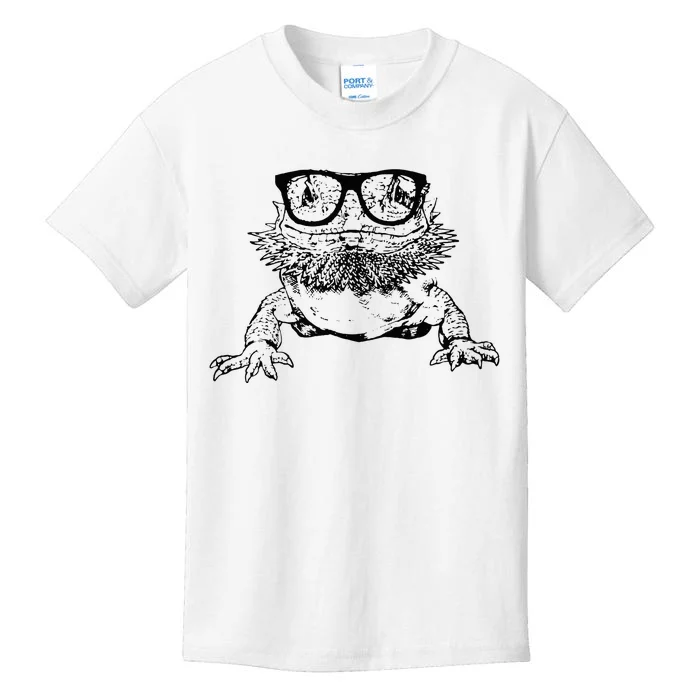 Funny Bearded Dragon Cute Reptile Lizard Nerdy Glass Animal Kids T-Shirt