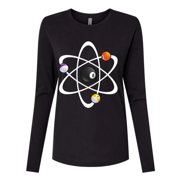 Funny Billiard Designs Science Lover Atom Ball Great Gift Womens Cotton Relaxed Long Sleeve T-Shirt