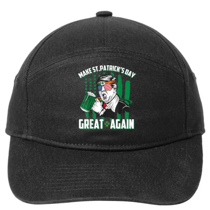 Funny Beer Drinking Trump Make St Patrick's Day Great Again 7-Panel Snapback Hat