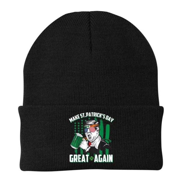 Funny Beer Drinking Trump Make St Patrick's Day Great Again Knit Cap Winter Beanie