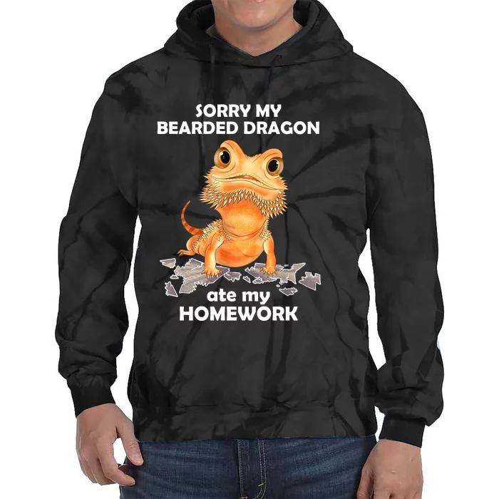 Funny Bearded Dragon Cute Lizard Beardie Ate My Homework Gift Tie Dye Hoodie