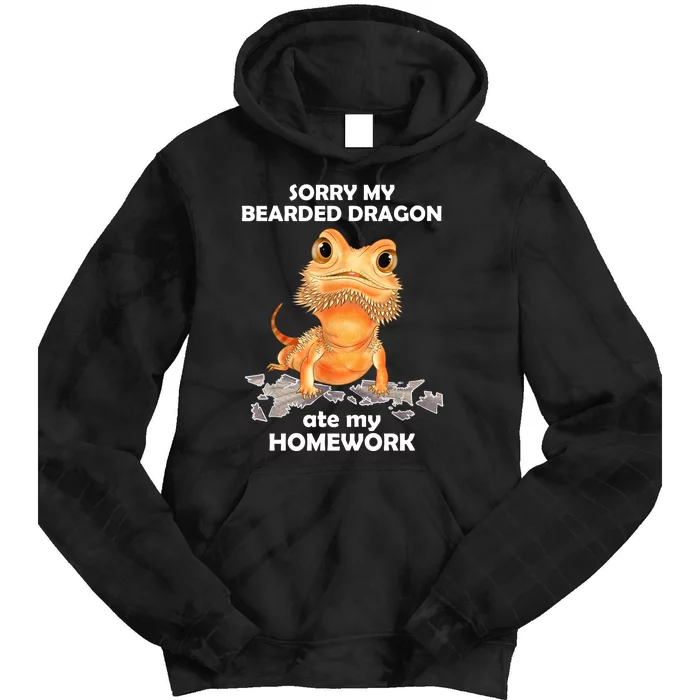 Funny Bearded Dragon Cute Lizard Beardie Ate My Homework Gift Tie Dye Hoodie