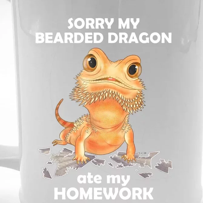 Funny Bearded Dragon Cute Lizard Beardie Ate My Homework Gift Front & Back Beer Stein