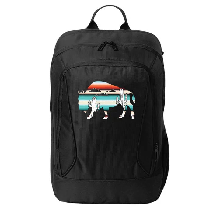 Funny Bison Desert Cactus Serape Western City Backpack