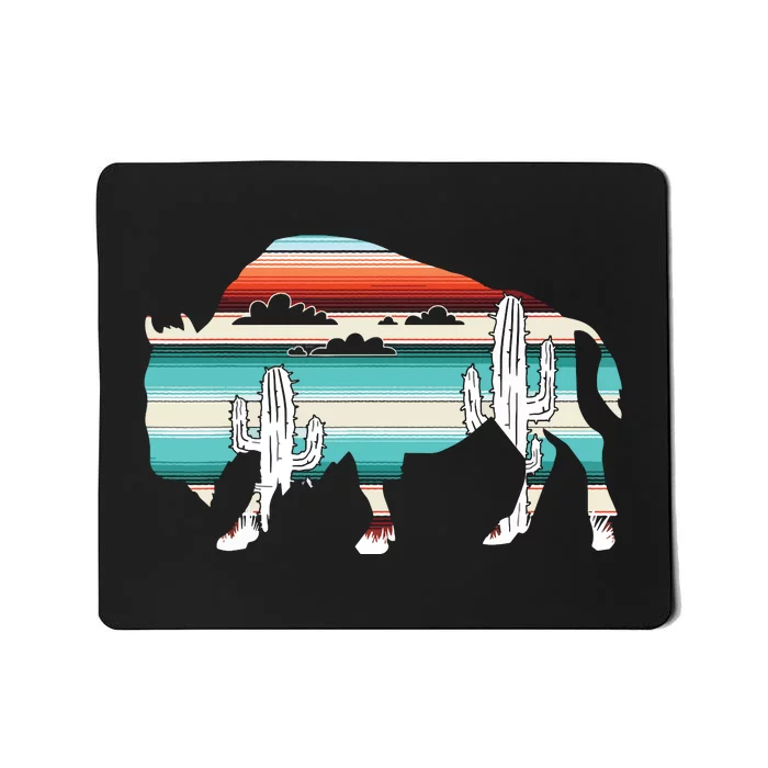 Funny Bison Desert Cactus Serape Western Mousepad