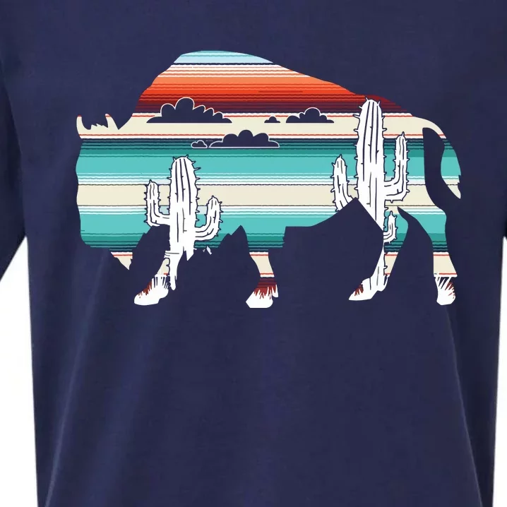 Funny Bison Desert Cactus Serape Western Sueded Cloud Jersey T-Shirt