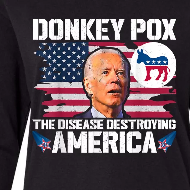 Funny Biden Donkey Pox The Disease Destroying America Womens Cotton Relaxed Long Sleeve T-Shirt