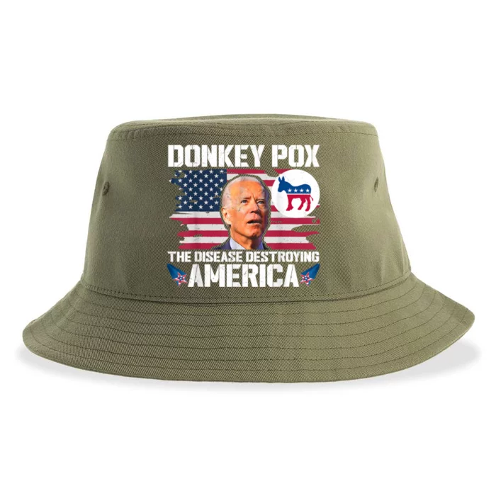 Funny Biden Donkey Pox The Disease Destroying America Sustainable Bucket Hat