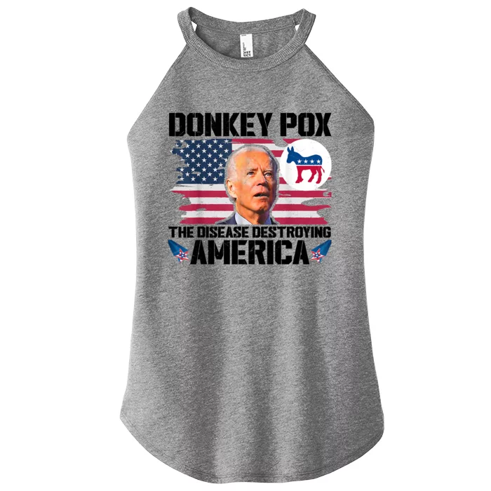 Funny Biden Donkey Pox The Disease Destroying America Women’s Perfect Tri Rocker Tank