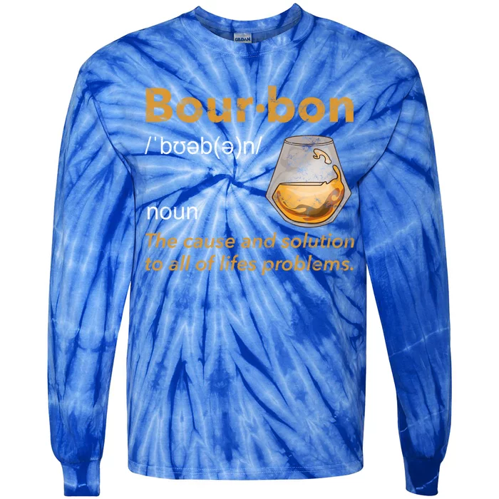 Funny Bourbon Definition Whiskey Ing Quote Gift Idea Gift Tie-Dye Long Sleeve Shirt