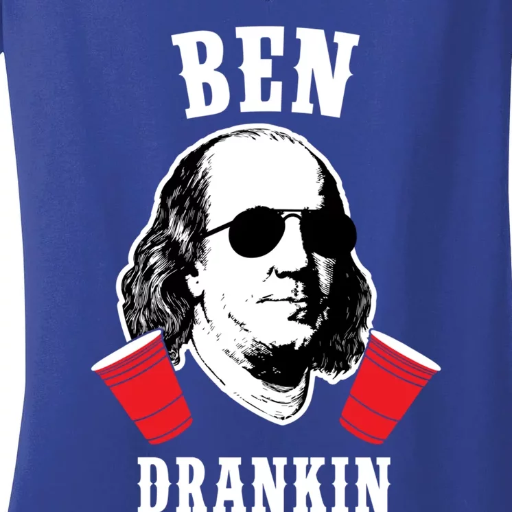 Funny Ben Drankin 4th Of July Aviator American Design Gift Women's V-Neck T-Shirt