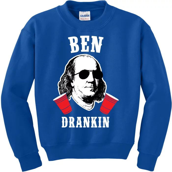 Funny Ben Drankin 4th Of July Aviator American Design Gift Kids Sweatshirt