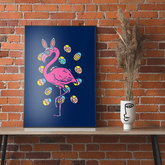 Flamingo Bunny Ears Glasses Eggs Easter Bird Animal Women Poster