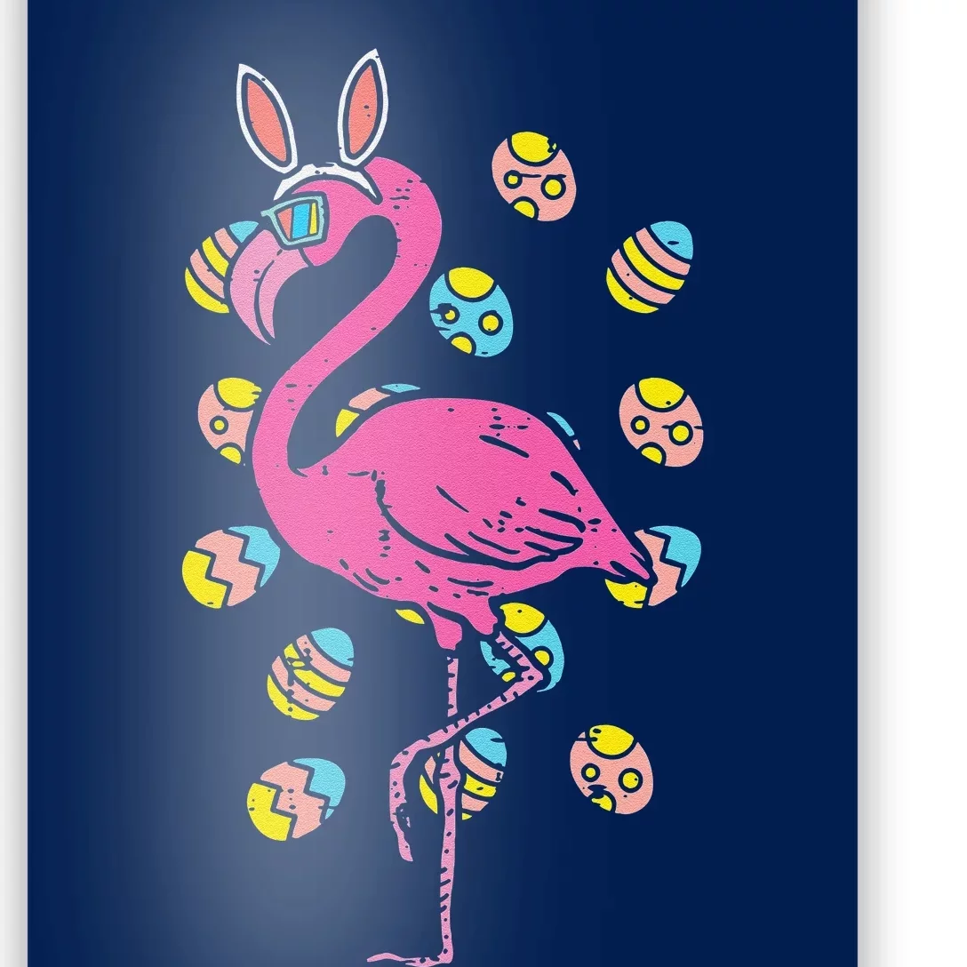 Flamingo Bunny Ears Glasses Eggs Easter Bird Animal Women Poster