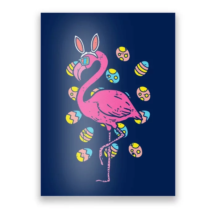 Flamingo Bunny Ears Glasses Eggs Easter Bird Animal Women Poster