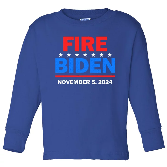 Fire Biden Elect Trump President 2024 Republican Patriot Toddler Long Sleeve Shirt