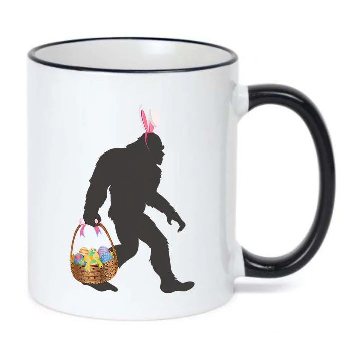 Funny Bigfoot Easter Design with Easter Basket and Bigfoot Black Color Changing Mug