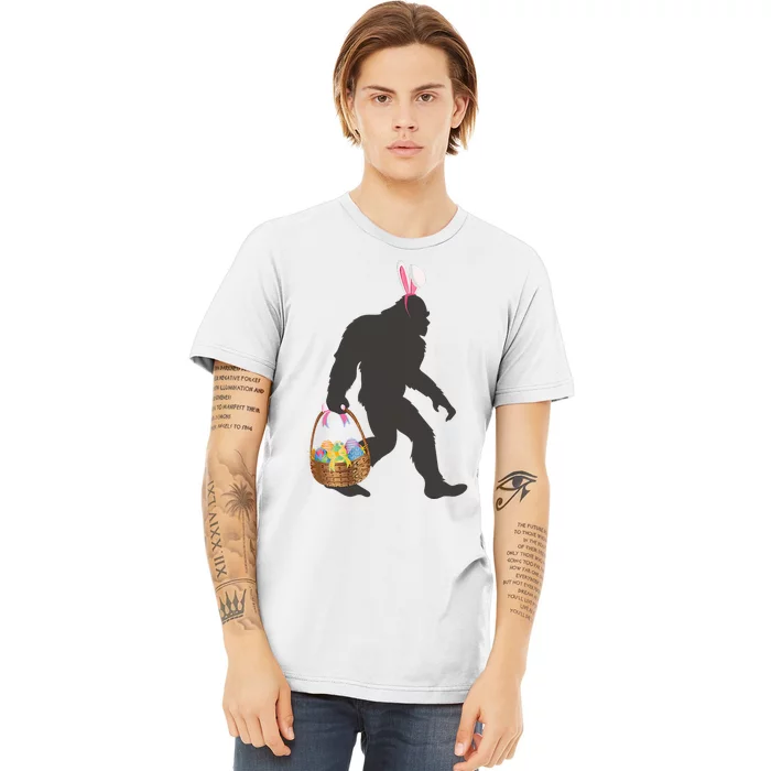 Funny Bigfoot Easter Design with Easter Basket and Bigfoot Premium T-Shirt