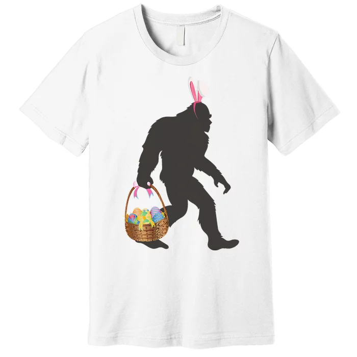 Funny Bigfoot Easter Design with Easter Basket and Bigfoot Premium T-Shirt